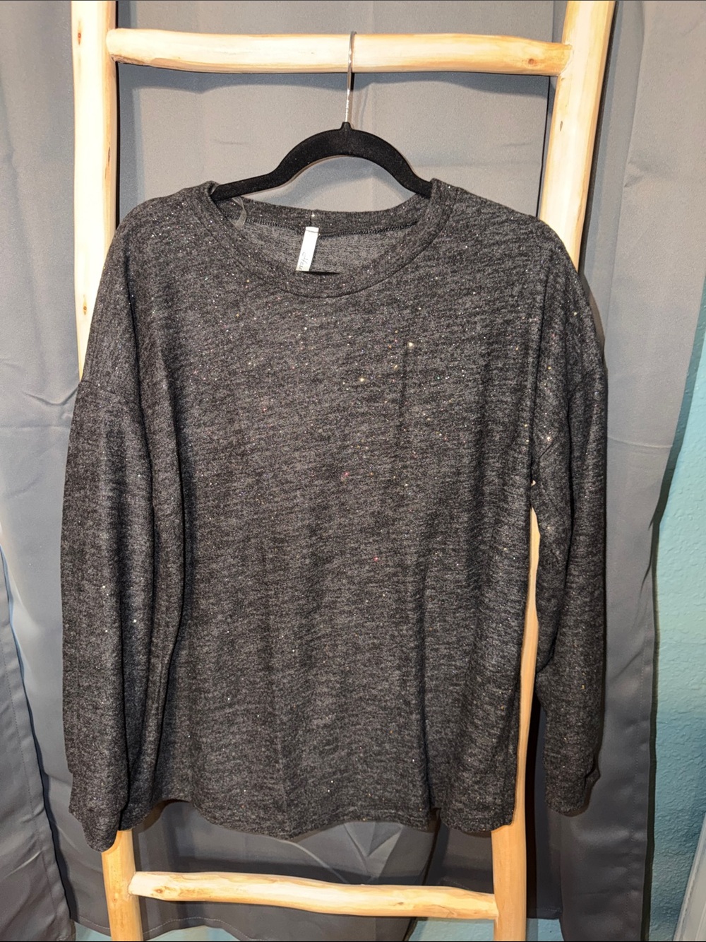Ali Ro Charcoal Speckled Crewneck Sweater